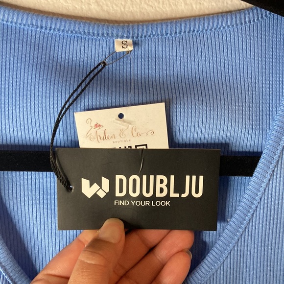 Doublju Blue Tank Top with Buttons - Picture 5 of 7